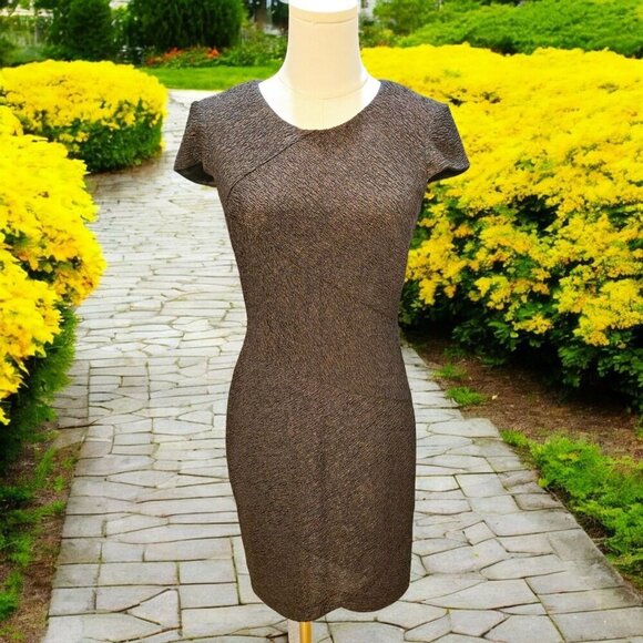 Aidan Mattox ✦ Black Metallic Cocktail Dress ✦ Cap Sleeve Stardust Elegance Sz 4 - Picture 3 of 12